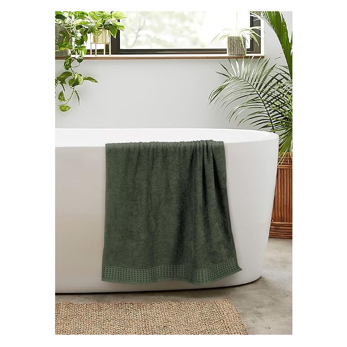Large Cotton Bath Towel -Green - Image 2