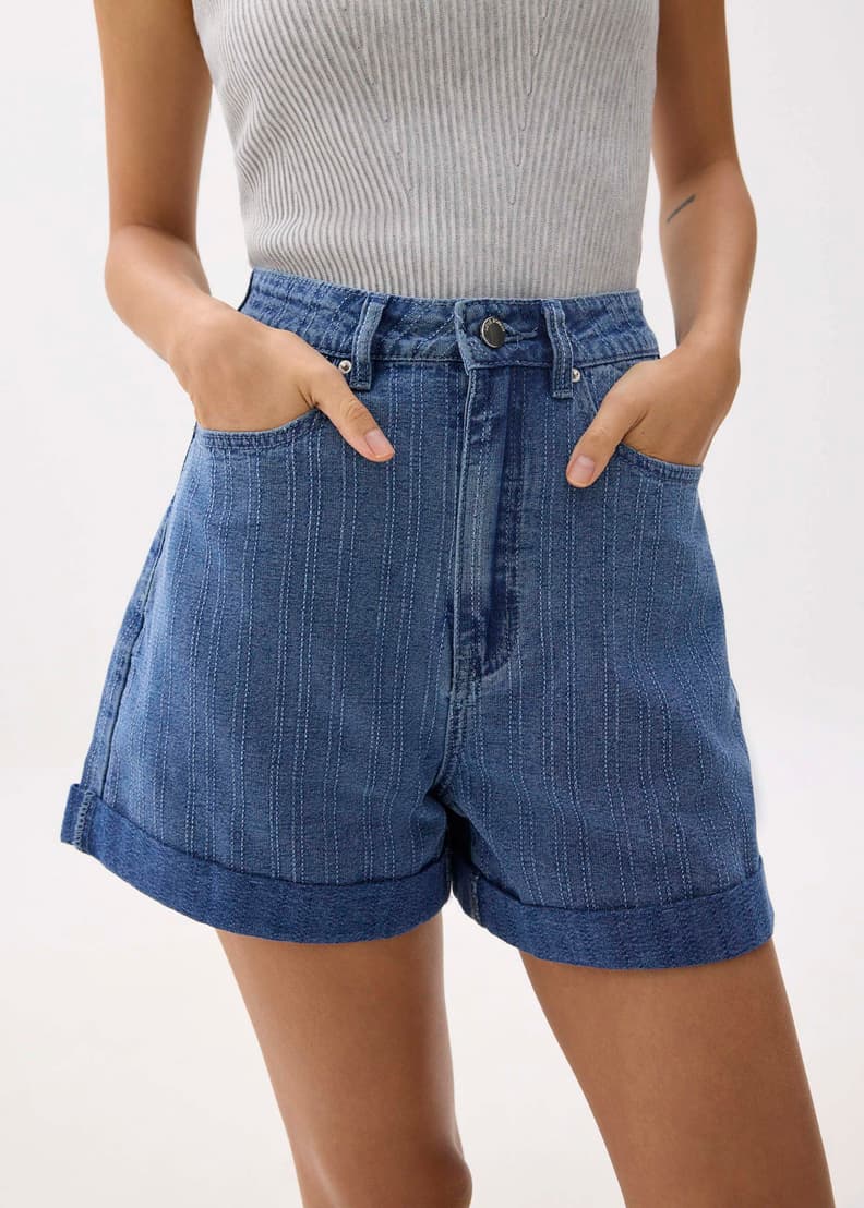 High Waist Denim A-line Shorts - Image 5