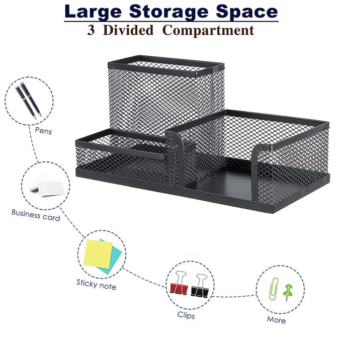 Metal Mesh Desk Organizer Pen Holder/File Tray - Image 4