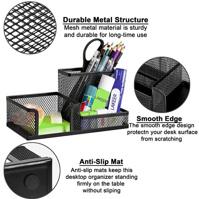 Metal Mesh Desk Organizer Pen Holder/File Tray - Image 3
