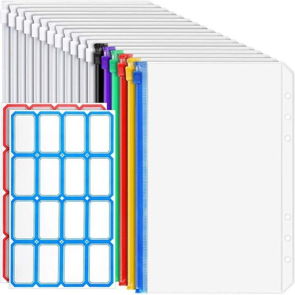 18pcs A6 Binder, Notebook Storage Bag, Cash Envelope Bag, File Folder Bag
