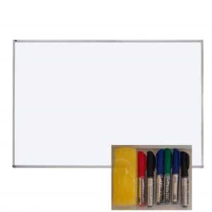 White Board 24in" X 36in" With Eraser And A Set Of Markers (6)