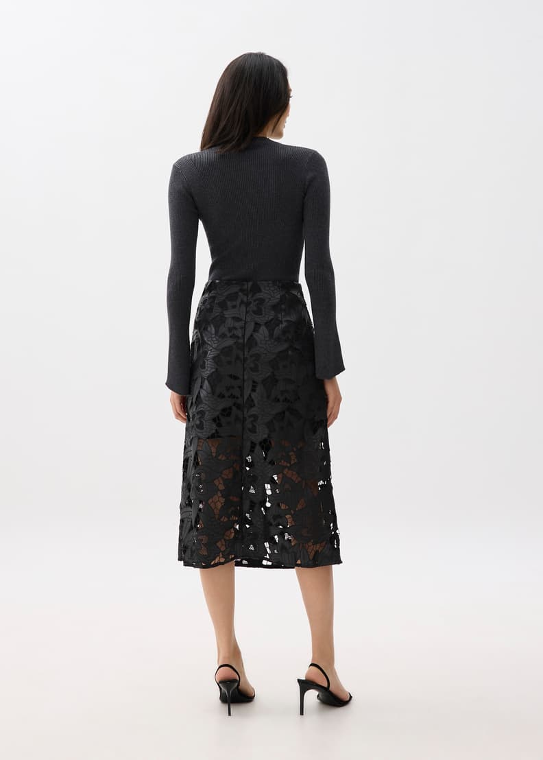 Leather Lace A-line Midaxi Skirt - Image 5