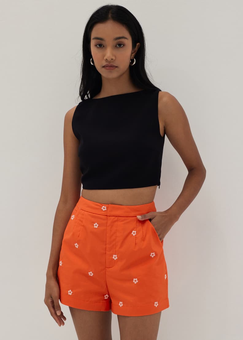 Embroidered A-line Shorts