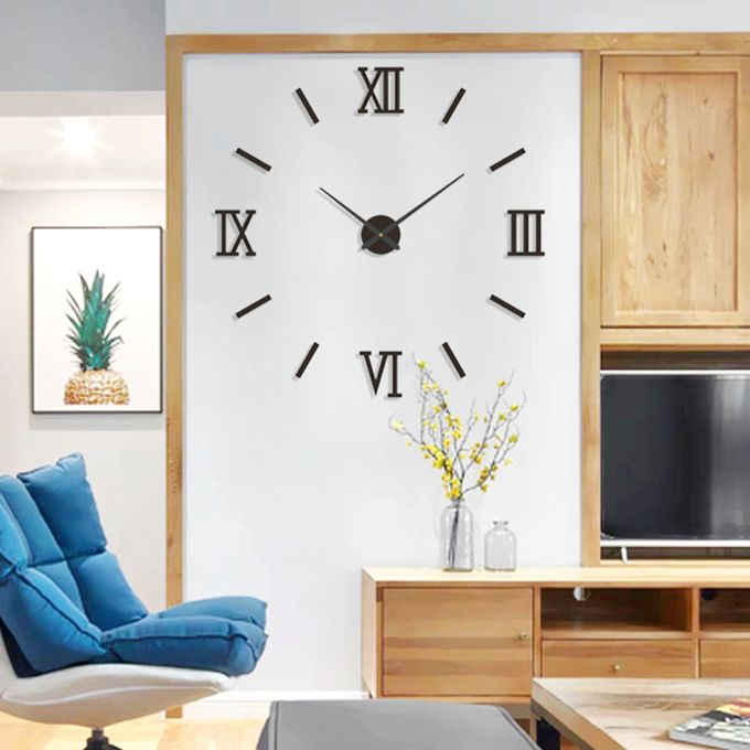 DIY Wall Clocks 3D Mirror Stickers Large Wall Clock -Black - Image 5