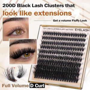 Lash Extensions Kit Single Cluster False Eyelashes 200pcs Lash Clusters D Curl 10-18mm