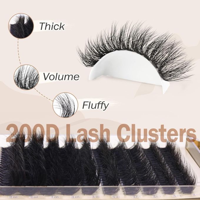 Lash Extensions Kit Single Cluster False Eyelashes 200pcs Lash Clusters D Curl 10-18mm - Image 4