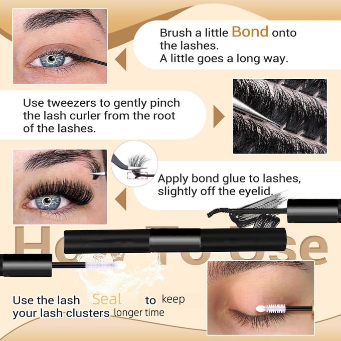 Lash Extensions Kit Single Cluster False Eyelashes 200pcs Lash Clusters D Curl 10-18mm - Image 3