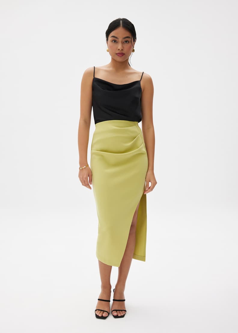 Asymmetric Drape Midi Skirt - Image 2