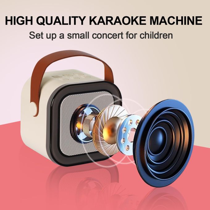 Portable Bluetooth Speaker With 2 Wireless Microphones Ivory Kids Karaoke Machine - Image 5