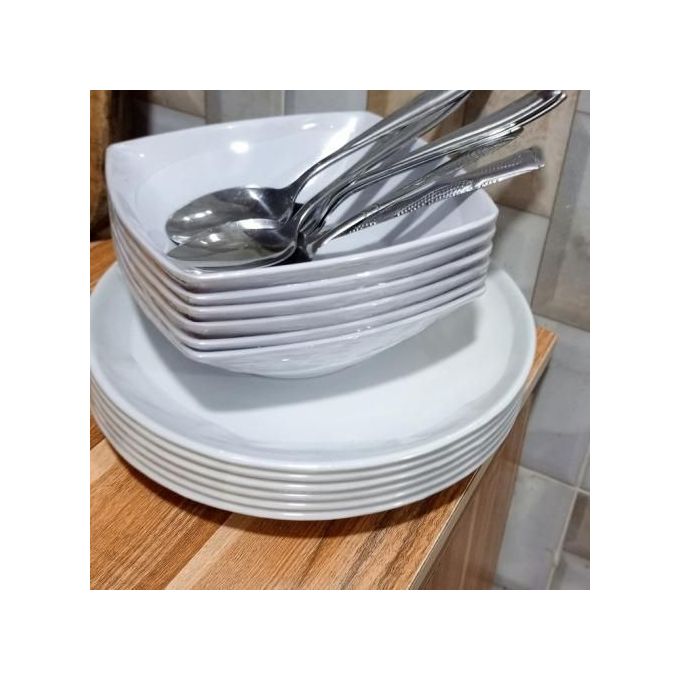12 Pieces Unbreakable Flat And Soup Plates With Free Spoon