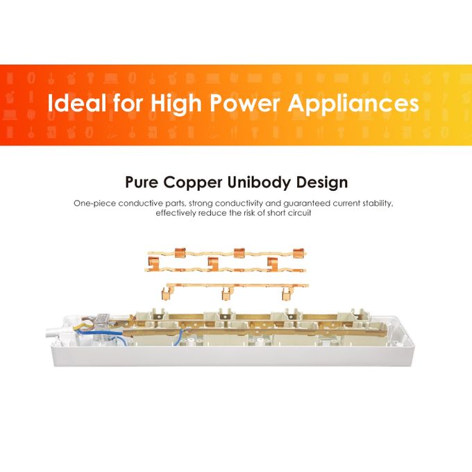 5 Sockets Extension Box With 3 USB Ports - ISU-1521WU - Image 4