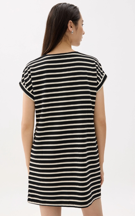 Striped Jersey Shift Mini Dress - Image 2