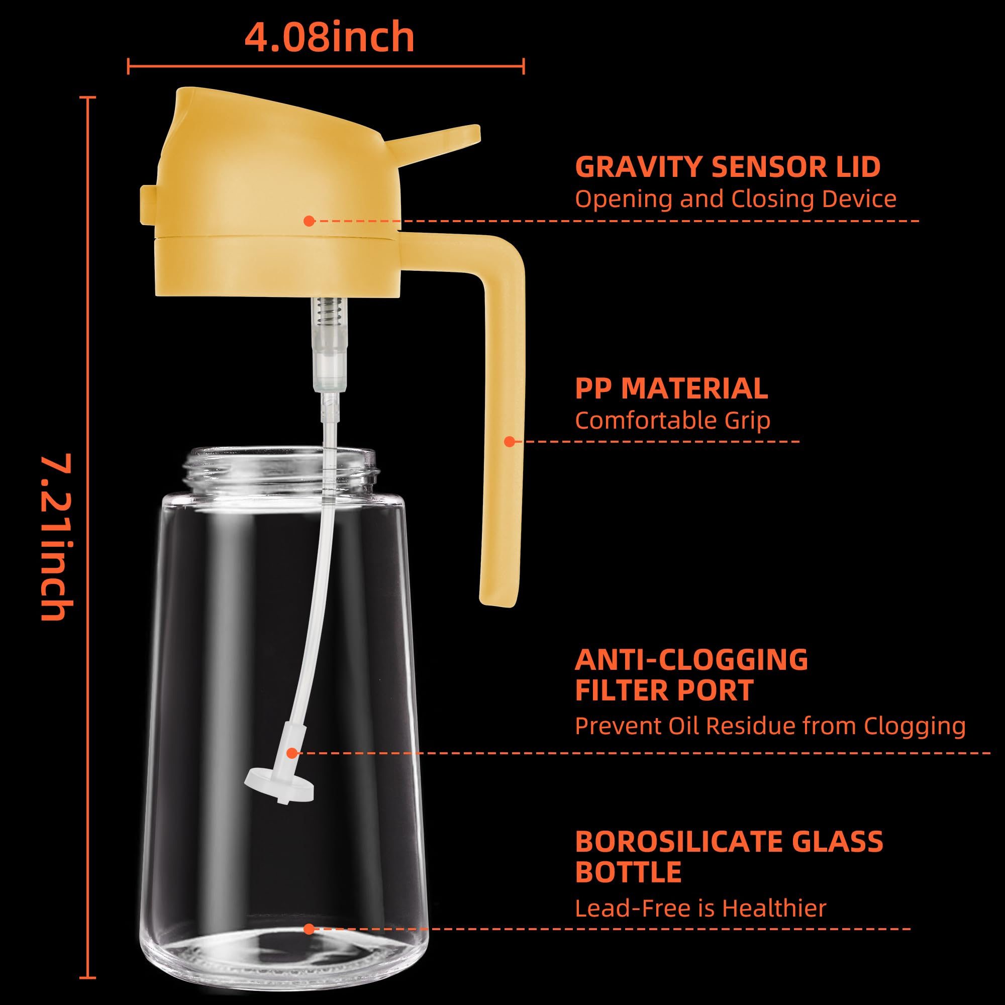 16oz Glass Kitchen 2 in 1 Oil Sprayer Bottle Cooking Storage Spice Seasoning Olive Oil Dispenser - Image 14