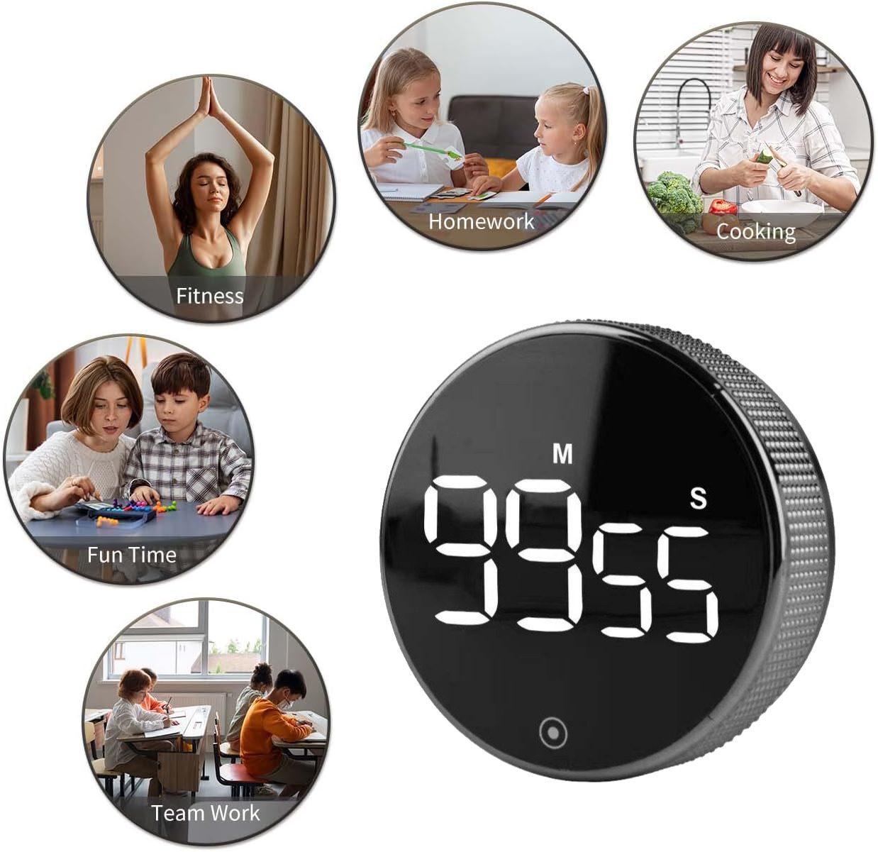 Household Plastic Magnetic LED Visual Digital Kitchen Timer Electronic Alarm Volume Adjustable Cooking Shower Study Teaching - Image 7