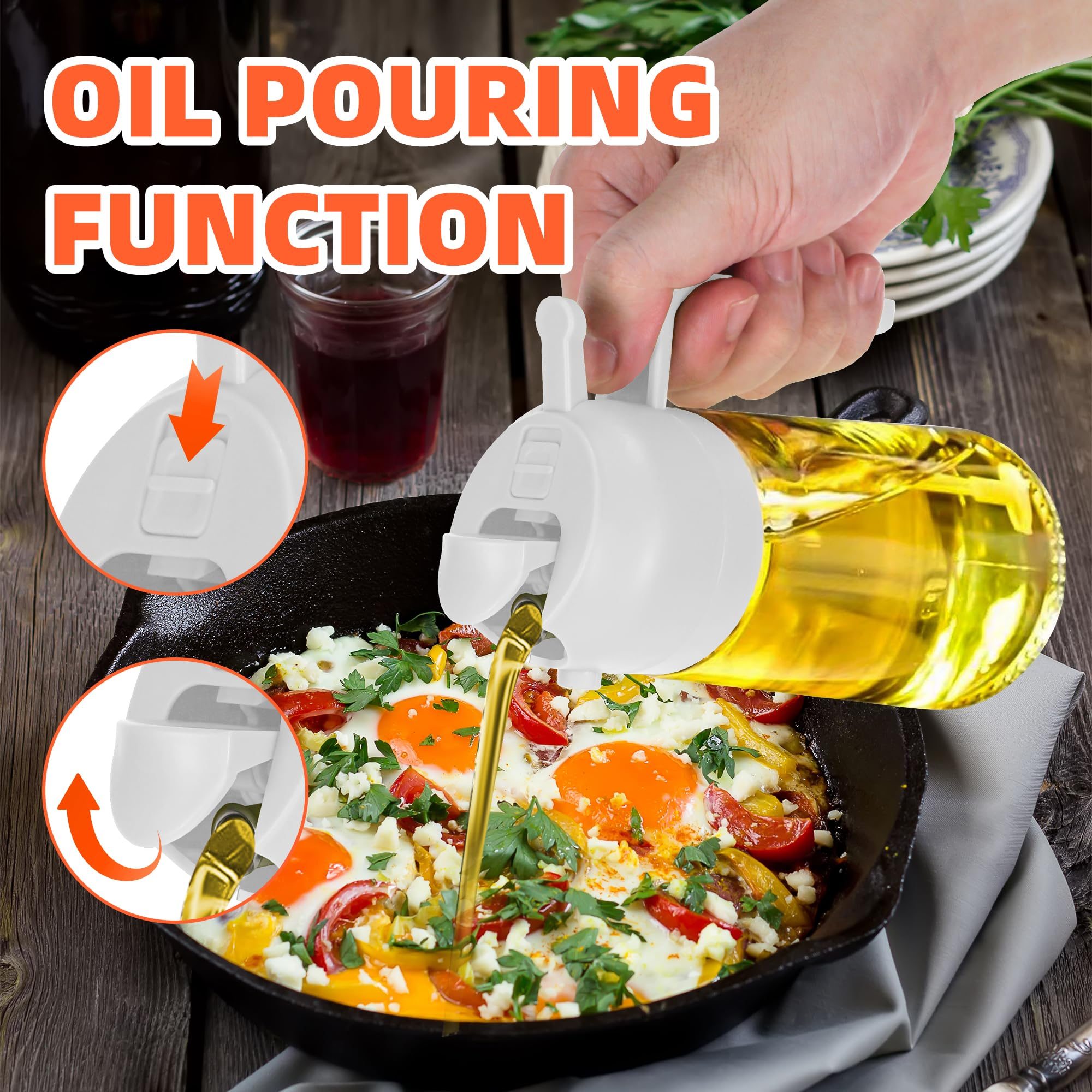 16oz Glass Kitchen 2 in 1 Oil Sprayer Bottle Cooking Storage Spice Seasoning Olive Oil Dispenser - Image 8