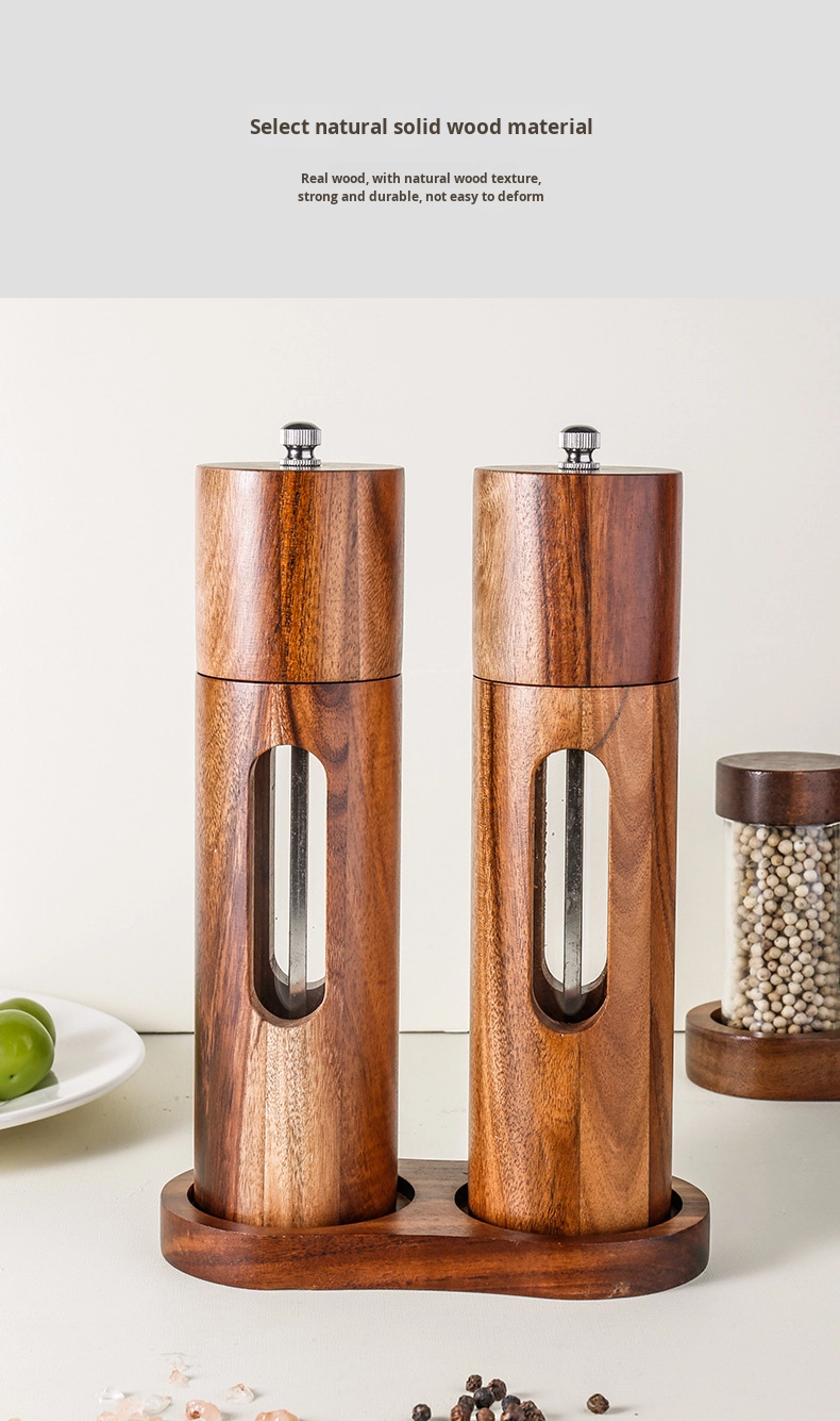 Acacia Wood Eco-Friendly Salt & Pepper Mills Set Home Kitchen Utensils Hand Grinder Accessories Custom - Image 7