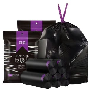 Wholesale Kitchen Household PE Disposable Thick Black Drawstring Garbage Bags Large Trash Bags Enlarged
