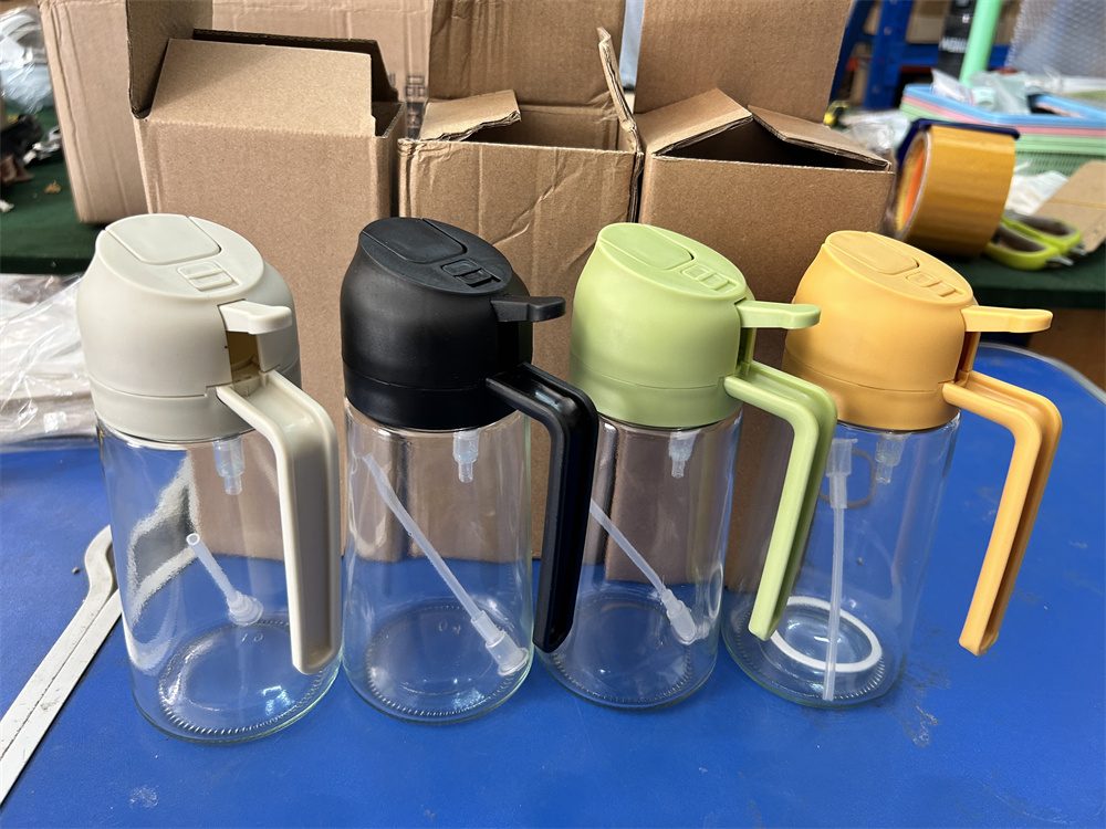16oz Glass Kitchen 2 in 1 Oil Sprayer Bottle Cooking Storage Spice Seasoning Olive Oil Dispenser