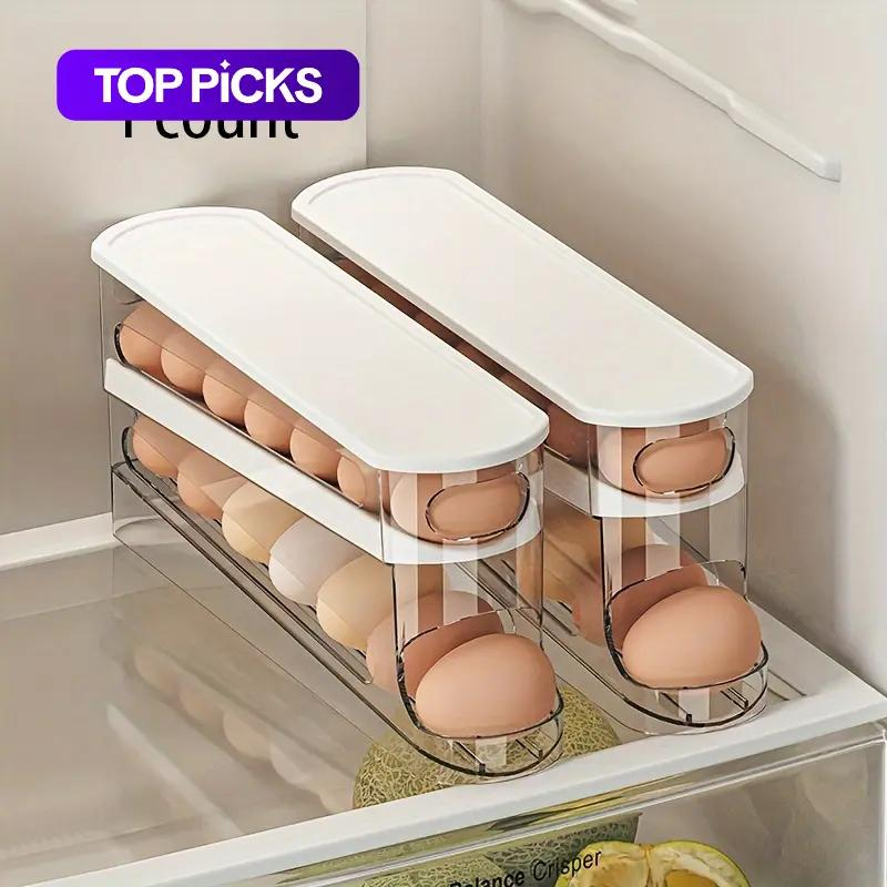 Modern Automatic Egg Rolling Storage Box, Multi-Layer PP Sloped Organizer for Refrigerator Side Door, Home Use Egg Dispenser