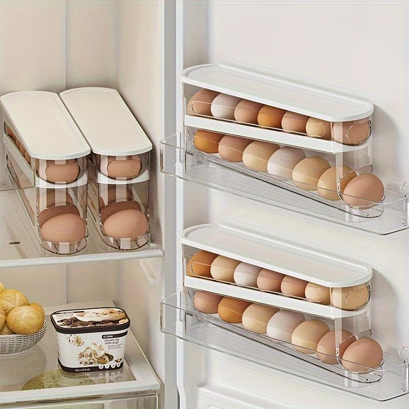 Modern Automatic Egg Rolling Storage Box, Multi-Layer PP Sloped Organizer for Refrigerator Side Door, Home Use Egg Dispenser