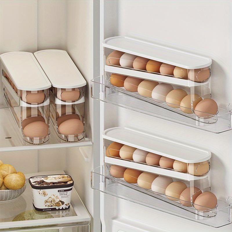 Modern Automatic Egg Rolling Storage Box, Multi-Layer PP Sloped Organizer for Refrigerator Side Door, Home Use Egg Dispenser