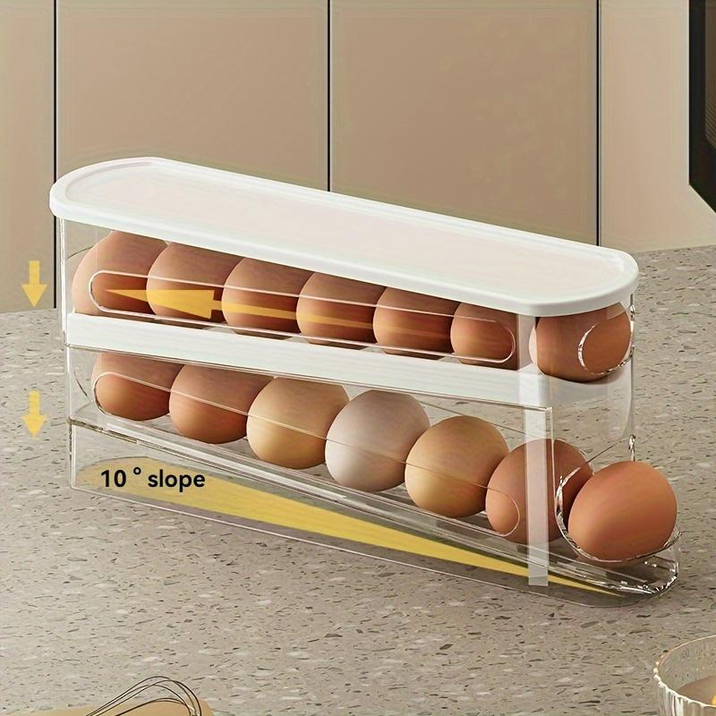 Modern Automatic Egg Rolling Storage Box, Multi-Layer PP Sloped Organizer for Refrigerator Side Door, Home Use Egg Dispenser