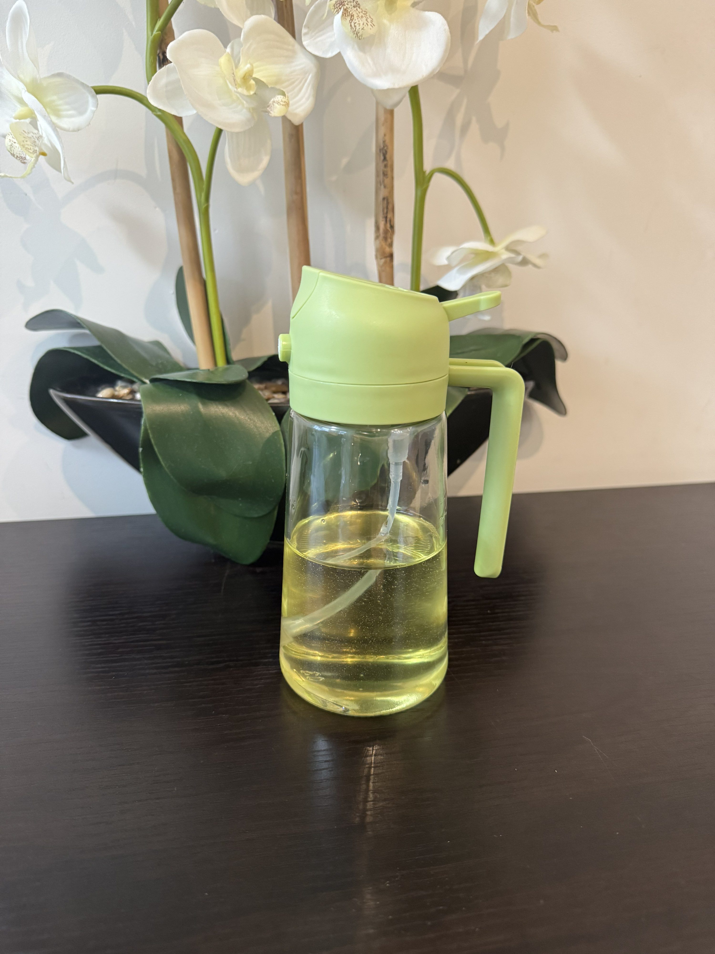 16oz Glass Kitchen 2 in 1 Oil Sprayer Bottle Cooking Storage Spice Seasoning Olive Oil Dispenser
