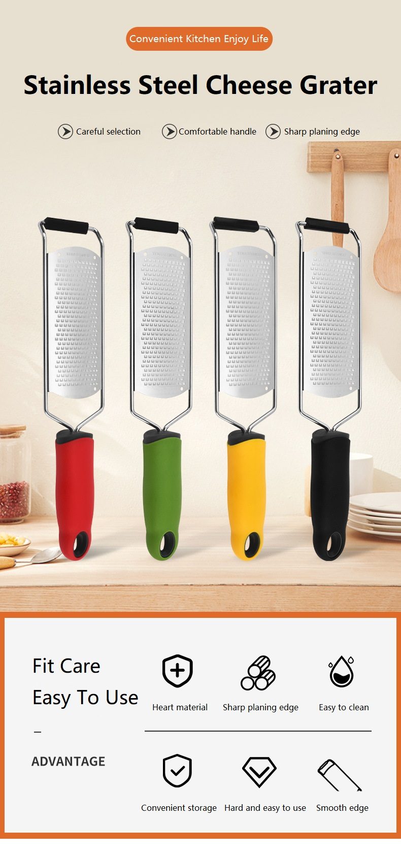 多功能不锈钢金属奶酪巧克力柠檬生姜大蒜手动刨丝器，家用厨房日常工具