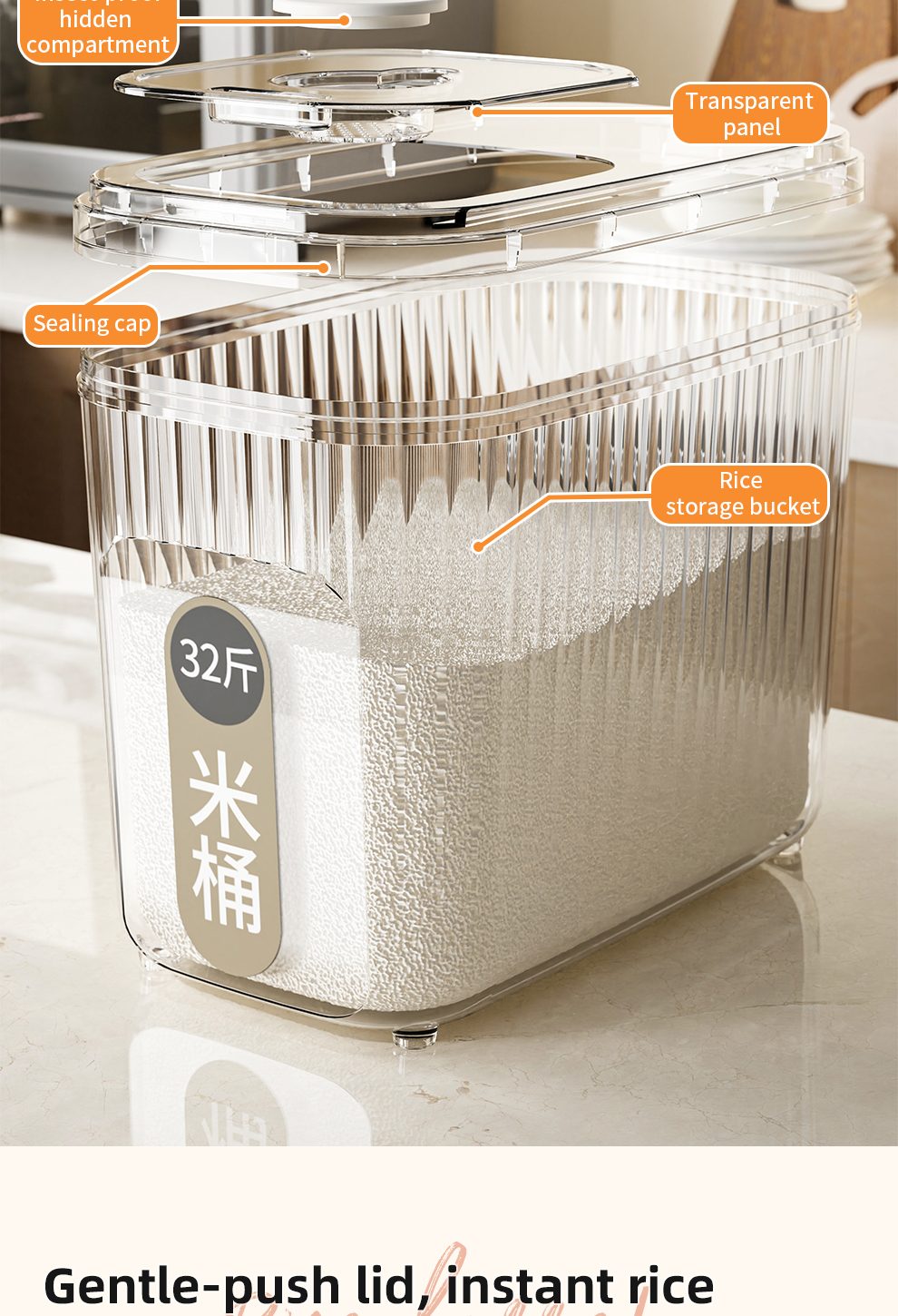 Wholesale Home and Kitchen Products Rice Storage Box Bucket Moisture Proof Food Grains Containers with Lids