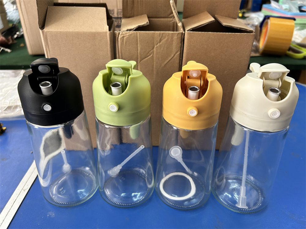 16oz Glass Kitchen 2 in 1 Oil Sprayer Bottle Cooking Storage Spice Seasoning Olive Oil Dispenser