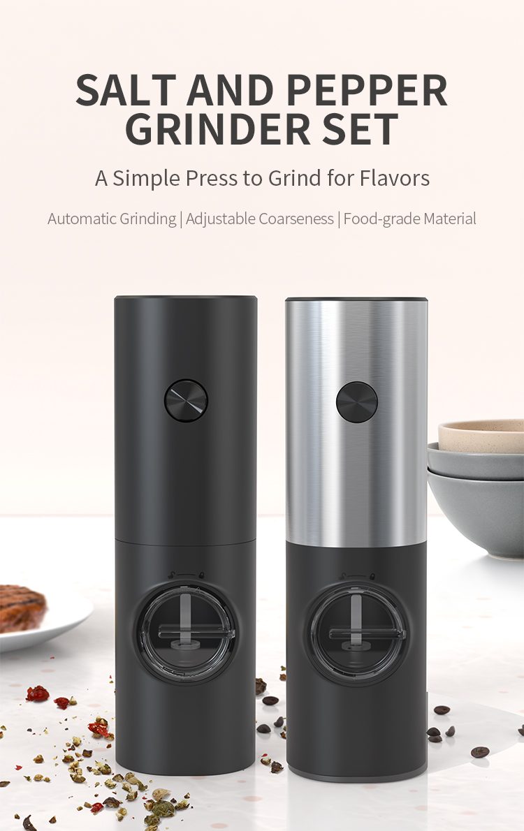 New Design Salt and Pepper Grinder Electric Kitchen Gadgets for Cooking Electric Salt and Pepper Grinder Set