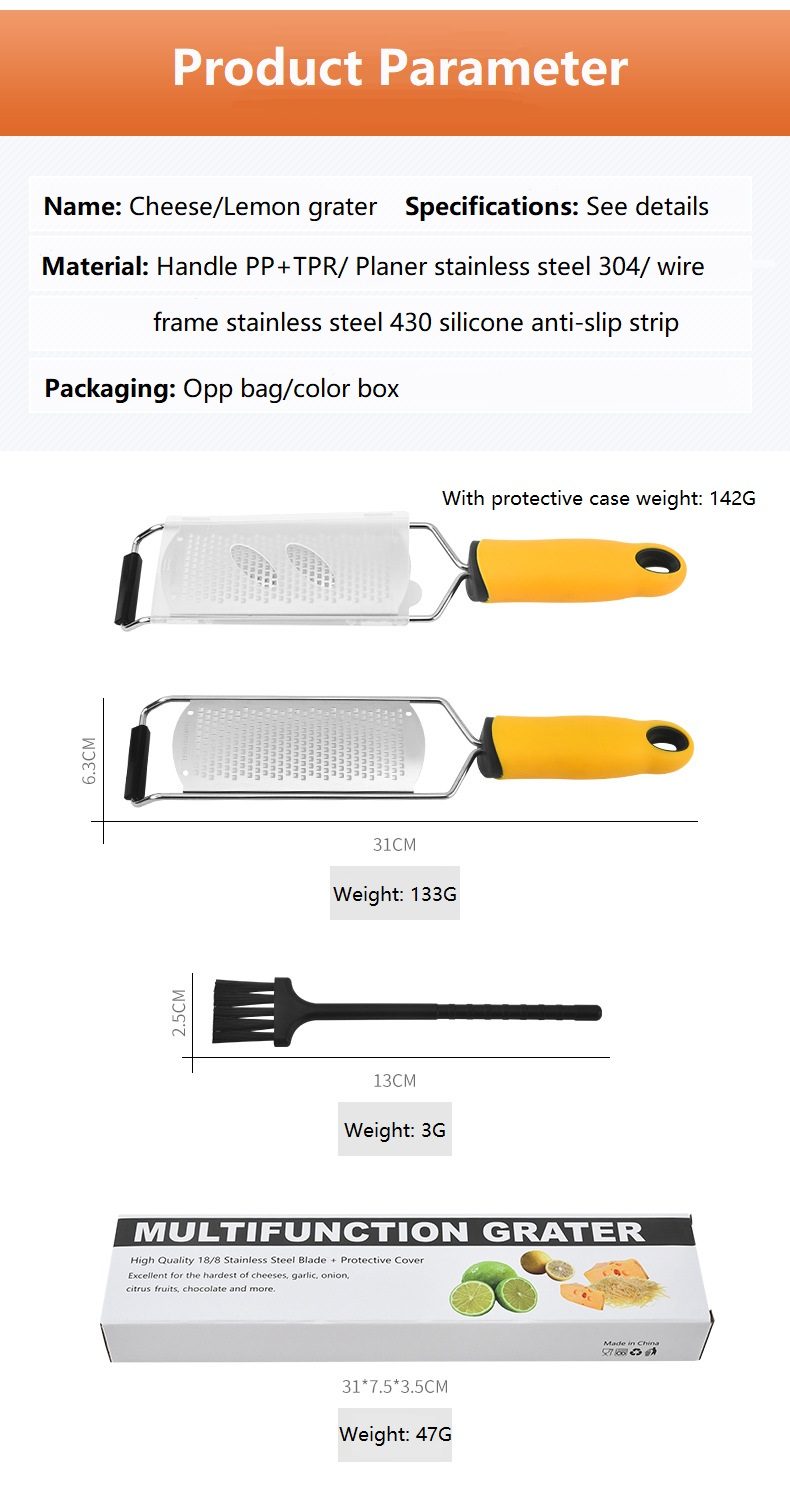 多功能不锈钢金属奶酪巧克力柠檬生姜大蒜手动刨丝器，家用厨房日常工具