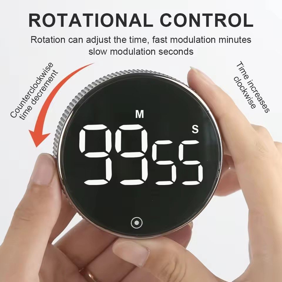 Household Plastic Magnetic LED Visual Digital Kitchen Timer Electronic Alarm Volume Adjustable Cooking Shower Study Teaching