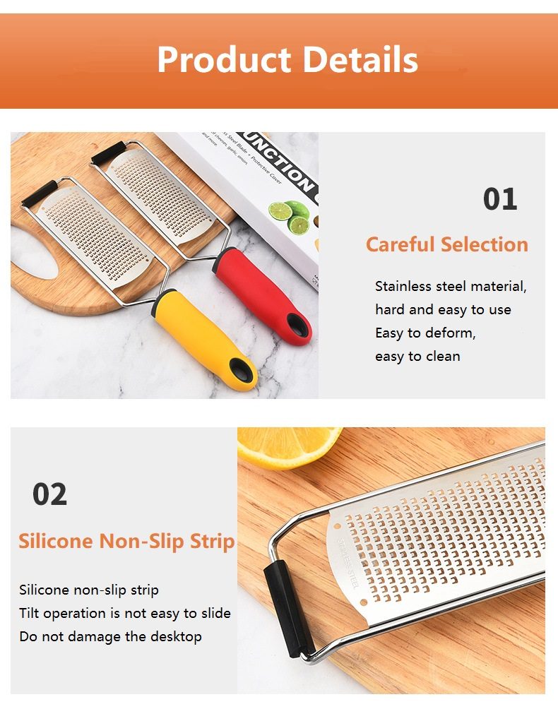 多功能不锈钢金属奶酪巧克力柠檬生姜大蒜手动刨丝器，家用厨房日常工具