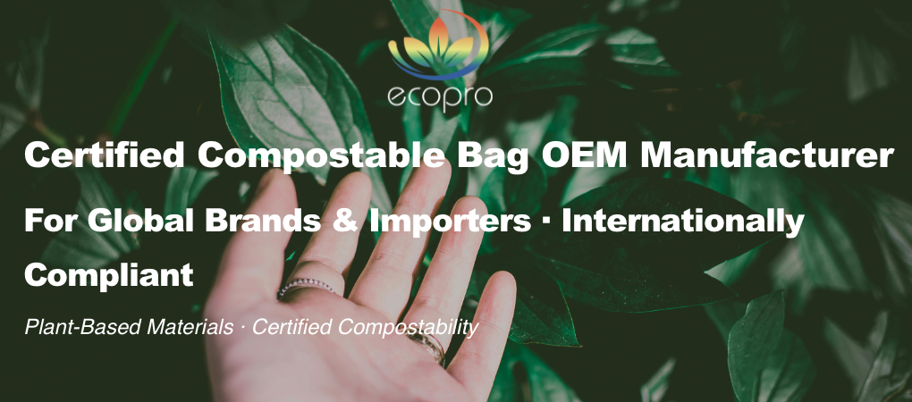 Compostable Trash Liners Garbage Bag EN13432 ASTM 6400 EU UK US Australia New Zealand Compliance Certified Kitchen Waste Ecopro