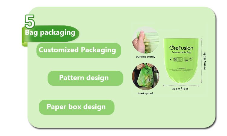 Hot Selling Model 100% Biodegradable Compostable for Kitchen Trash Bag with Waterproof Trash Bags