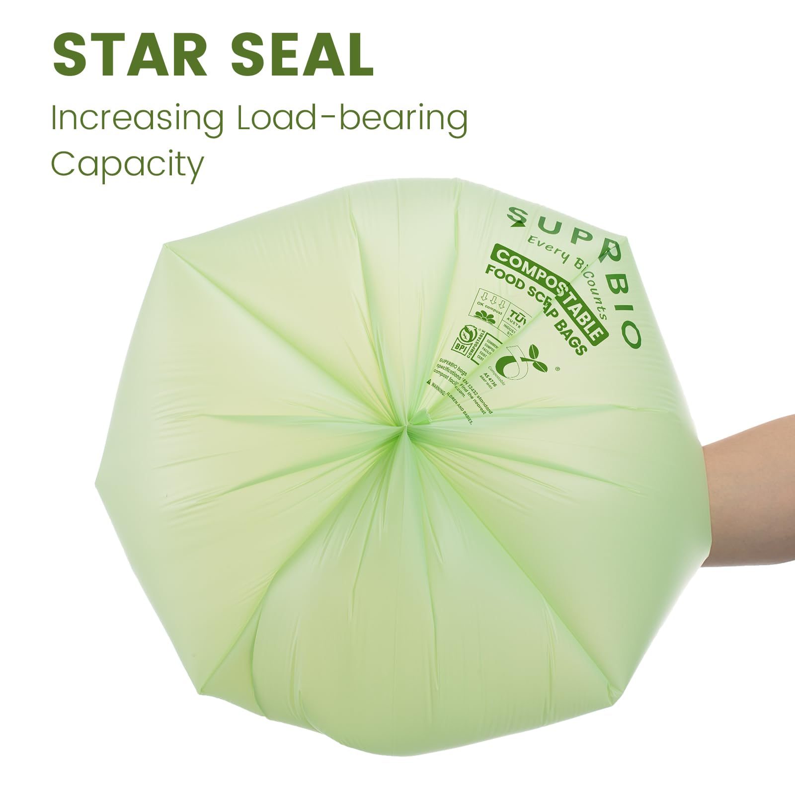 Strong Leak-Proof Biodegradable Food Waste Bags Eco-Friendly Kitchen Compost Trash & Food Storage for Milk & Sushi