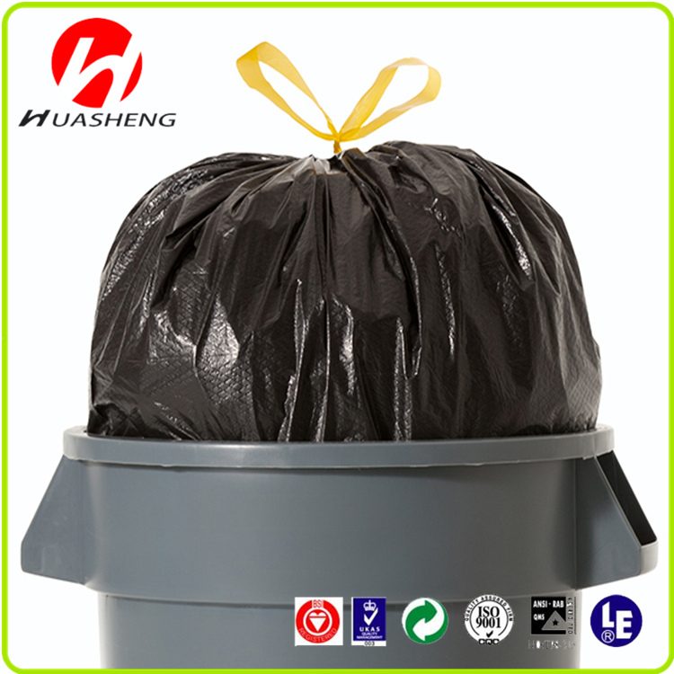 Wholesale Kitchen Household PE Disposable Thick Black Drawstring Garbage Bags Large Trash Bags Enlarged
