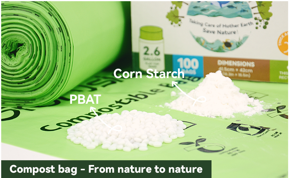 Hot Selling Model 100% Biodegradable Compostable for Kitchen Trash Bag with Waterproof Trash Bags