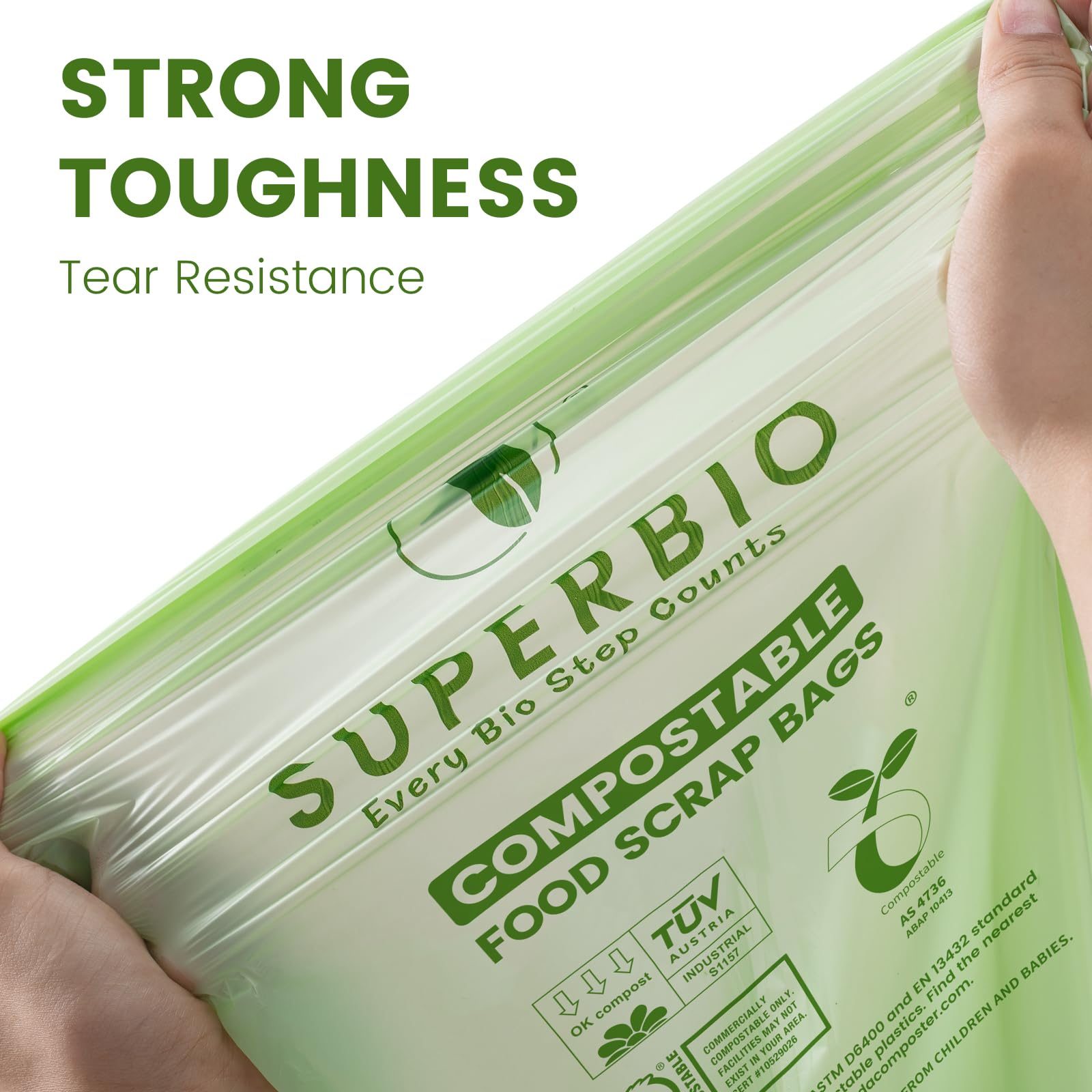 Strong Leak-Proof Biodegradable Food Waste Bags Eco-Friendly Kitchen Compost Trash & Food Storage for Milk & Sushi